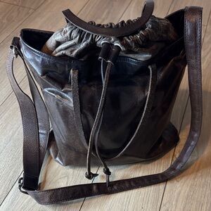 M0851 Dark Brown Leather crossbody Bag